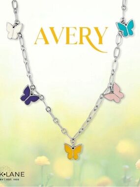 Park Lane Silver Avery Multicolor Enamel Butterfly Necklace